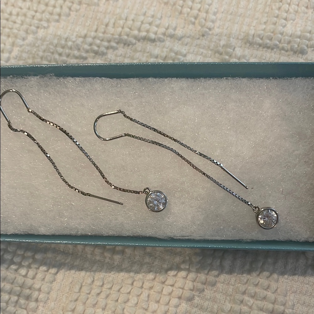 Touchstone Crystal Silver Chain Earrings